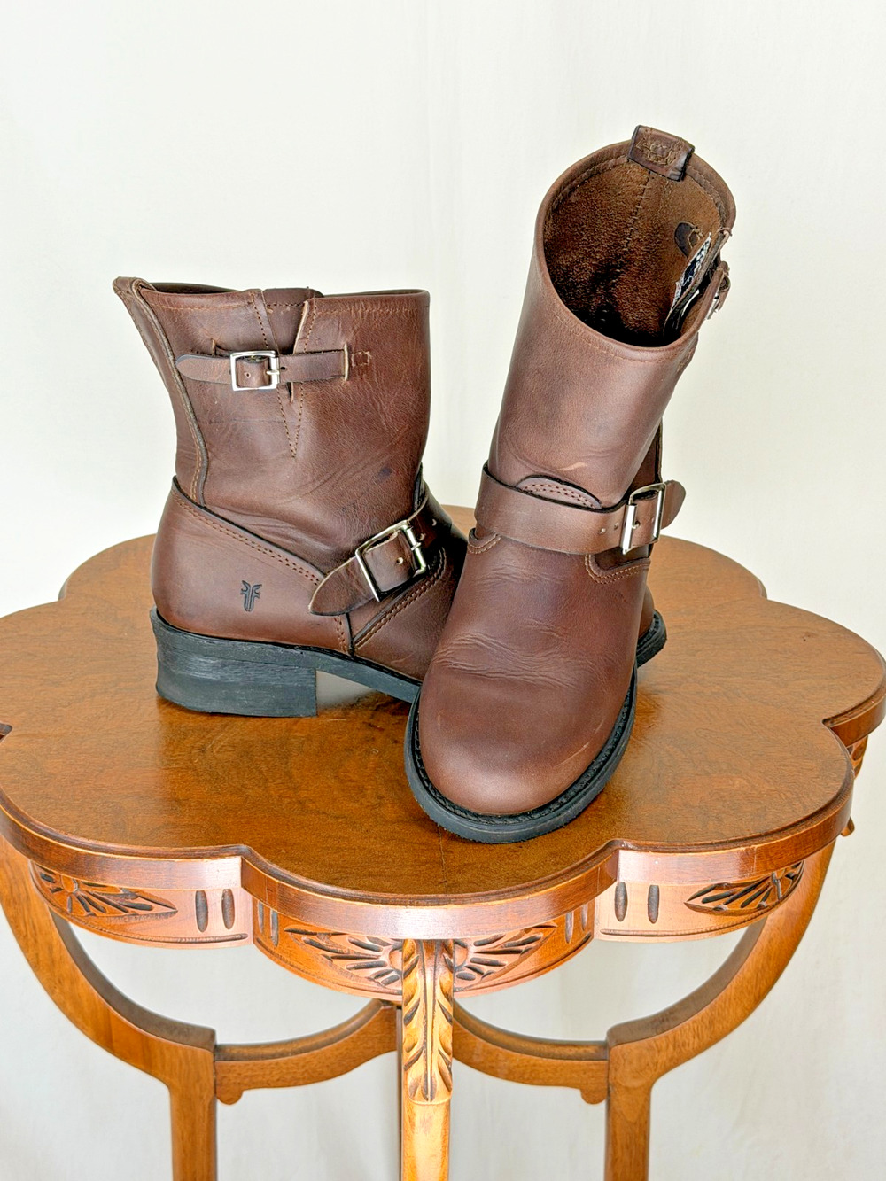 Frye 9" Tall Dark Brown Leather Boot MADE IN USA 8.5 #0119C